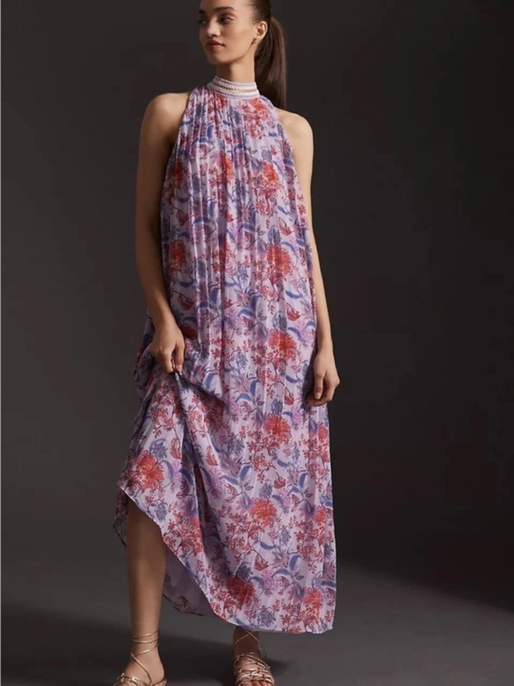Anthropologie Pinnacle by Shruti Sancheti Printed Halter Maxi Dress